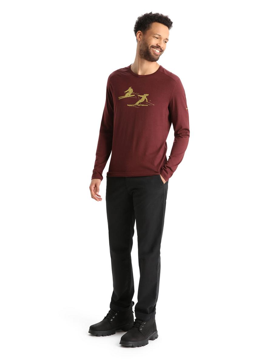 Espresso Icebreaker Merino 200 Oasis Long Sleeve Crewe Last Run Men's Base Layers | AU 1339EBCX